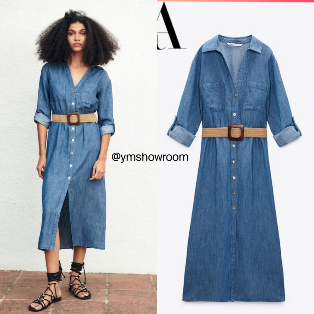 ZARA Linen blend shirt dress